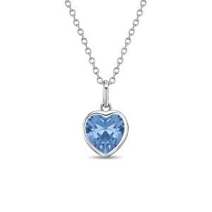 Girls' CZ Birthstone Heart Sterling Silver Necklace - In Season Jewelry - 1 of 1