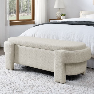 Chenille Upholstered Bench with Large Storage