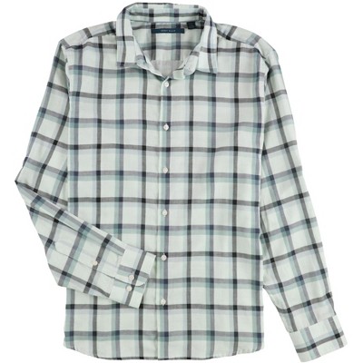 Perry Ellis Mens Double Plaid Button Up Shirt