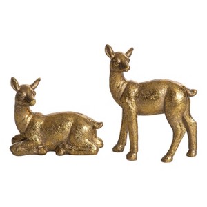 Transpac Gold Deer Decorative Figurines Set of 2 Multicolor Tabletop Decor for Christmas Holiday Gifts and Festive Settings - 1 of 1
