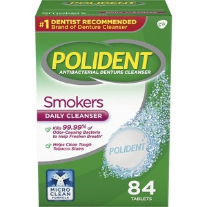 POLIDENT Tabs for Smokers, 84 Ct – Denture Cleaner Tablets - 1 of 4