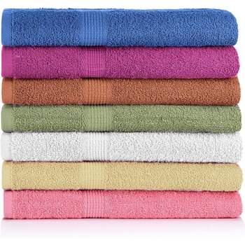 Deluxe Hotel 7-Pack 100% Cotton Bath Towels Extra Absorbent Plush & Durable for Ultimate Comfort And Quality - 27" x 52"
