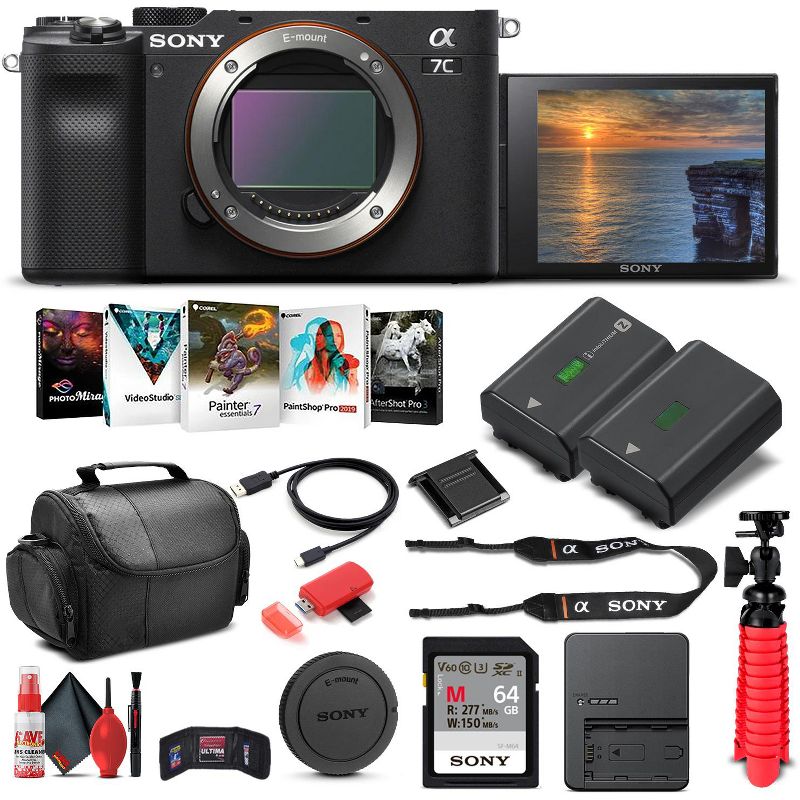 Sony Alpha a7C Mirrorless Digital Camera (Body Only, Black) (ILCE7C/B) Basic Bundle, 1 of 5