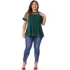 Agnes Orinda Women's Plus Size Round Neck Peplum Short Sleeve Mesh Sheer Summer Casual Blouses - 3 of 4