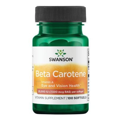 Swanson Beta-Carotene Supplement, Helps Support Healthy Eyes, Skin, Hair & Immune System, 100 Softgels.