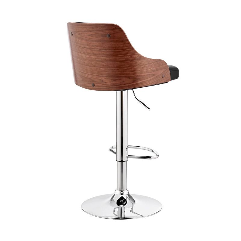 Asher Adjustable Counter Height Barstool with Faux Leather Chrome Finish - Armen Living, 5 of 12