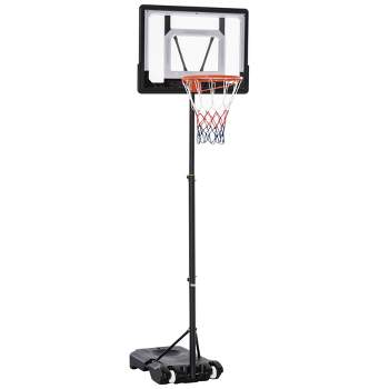 Soozier Portable Basketball Hoop System Stand with 33in Backboard, Height Adjustable 5FT-7FT for Indoor Outdoor Use