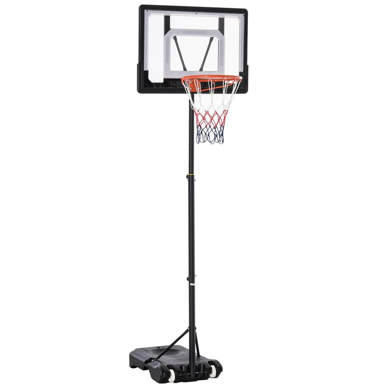 Soozier Portable Basketball Hoop System Stand with 33in Backboard, Height Adjustable 5FT-7FT for Indoor Outdoor Use, 1 of 9