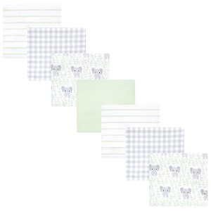 Hudson Baby Cotton Flannel Receiving Blankets 7pk, Leafy Elephant, One Size - 1 of 4