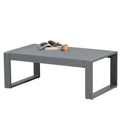 Aoodor Aluminum Outdoor Coffee Table 39.3" L x 22.9" W x 16.1" H - All-Weather Coffee Side Table