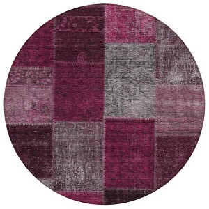 Merlot Burgundy And Gray Patchwork Washable Indoor Outdoor Area Rug - 1 of 4