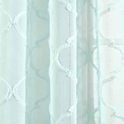 Turquoise Trellis Sheer Grommet Curtain Panels, 84" Set of 2