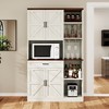 71"H Engineered Wood Farmhouse Kitchen Pantry Sideboard with Cabinet, Drawer, Hutch, Glass Holder, and Charging Station - 2 of 4