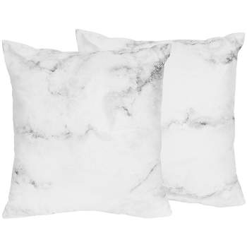 Sweet Jojo Designs Decorative Throw Pillows 18in. Marble Black and White 2pc