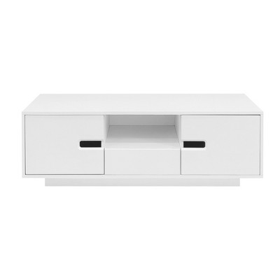 LIVAREEmlen Modern High Glossy Rectangle Coffee Table, Stylish Table with Storage Space, Accent Furniture with 16 Color LED Lights for Living Room