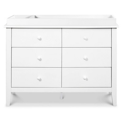 White Pine Wood Double Dresser with Six Drawers