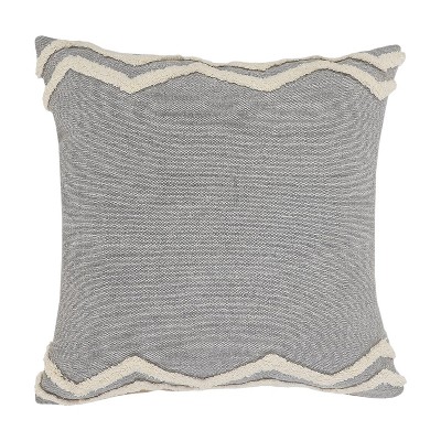 HomeRoots 16" X 24" Gray Chevron Cotton Lumbar Throw Pillow