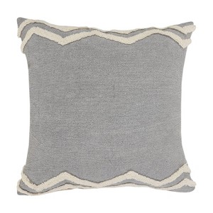 HomeRoots 16" X 24" Gray Chevron Cotton Lumbar Throw Pillow - 1 of 4
