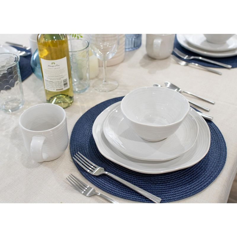 Elanze Designs 16-Piece Reactive Glaze Ceramic Stoneware Dinnerware - Service for 4, Classic White, 5 of 7