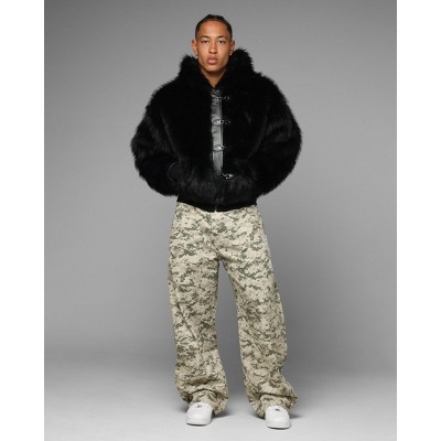 LOITER Mens Eastern Bloc Faux Fur Jacket - Black L — фото 3