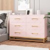 6 Drawer Dresser for Bedroom, Wooden Double Dresser with Gold Handles, Modern Chest Dresser with Deep Drawers for Living Room, Hallway - 2 of 4