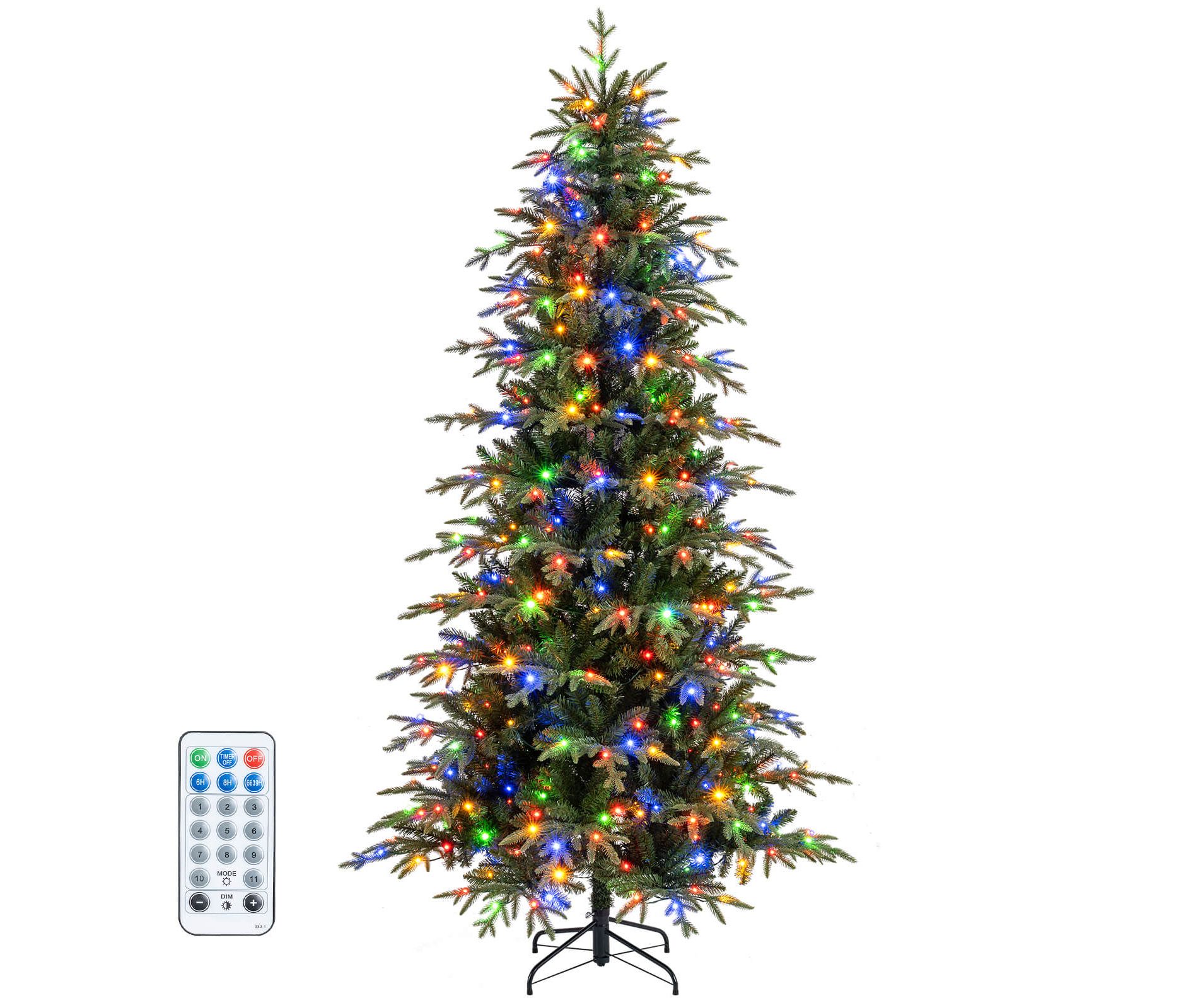 Costway 7.5 FT Artificial Christmas Tree Pre-Lit Xmas Tree with 1195 Branch Tips