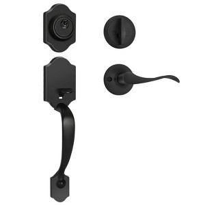 Itopfox Matte Black Front Door Handle and Deadbolt Set, Reversible Lever Entry Door Lock with Single Cylinder, Exterior Door Lockset - 1 of 4