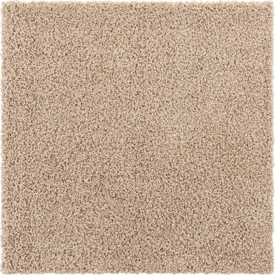 Taupe Square Soft Shag Synthetic Area Rug for Easy Care