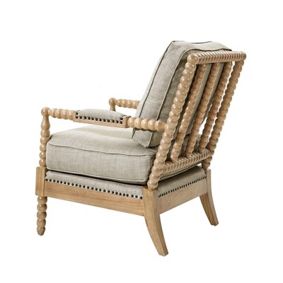 Donohue Light Grey Solid Wood Nailhead Trim Accent Chair