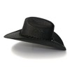 Western Express Black Palm Straw Western Cattleman Hat with Curled Brim - 3 of 4