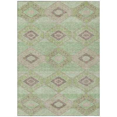 Green And Gray Aztec Washable Indoor Outdoor Area Rug
