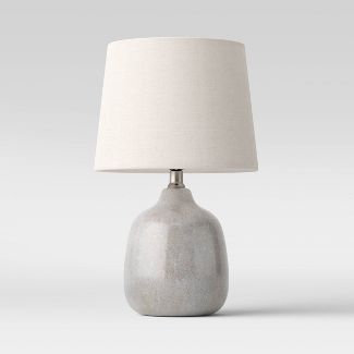 17.5"x11" Assembled Ceramic Table Lamp Gray - Threshold™