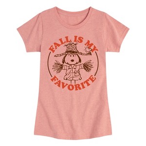 Girls' - Peanuts - Fall Is My Favorite Fitted Short Sleeve Graphic T-Shirt - 1 of 4