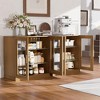 31 in. Tall Wood Grain Storage Cabinet in White, Storage Organizer with 2 Glass Doors for Bedroom Living/Dinning Room - 3 of 4