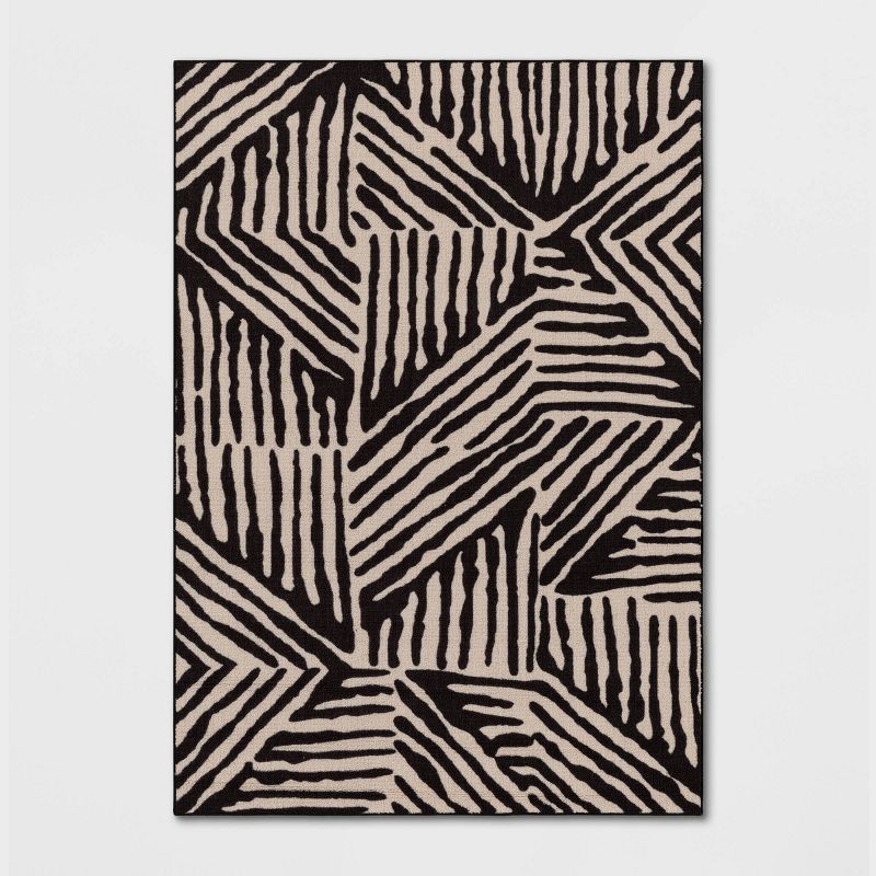 Abstract Lines Rug Black/Tan - Threshold™, 1 of 6