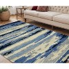 Navy Blue Ivory And Gray Wool Abstract Hand Tufted Area Rug - 2 of 4