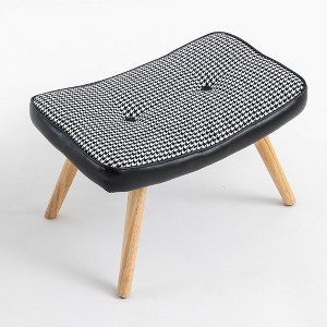 Wooden Step Ottoman with Square Cushion and Non-Slip Pad for Bedroom, Living Room and Kitchen - 1 of 4