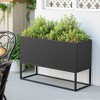 Lirago Black Metal Planter Box privacy screen Garden Bed with Trellis and Wheels 18.11"Dx18.11"L x46.85"H - 2 of 4