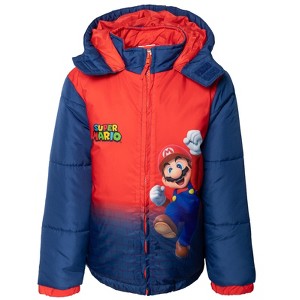 SUPER MARIO Nintendo Yoshi Toad Princess Peach Zip Up Puffer Jacket Little Kid to Big Kid - 1 of 4