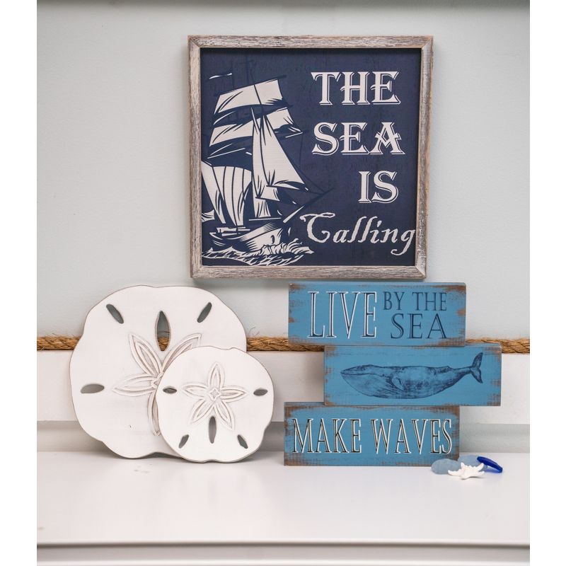 Beachcombers Sea Is Calling Wall Plaque Wall Hanging Decor Decoration Hanging Composite Sign Home Decor With Sayings 11.8 x 0.78 x 11.8 Inches., 3 of 5