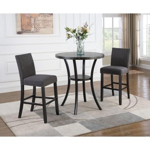 NicBex 3 Piece Bar Table Set for 2 Modern 36 Inch Kitchen Round Table with 2 Upholstered Backrest Bar Stools for Kitchen,Dining Room - 1 of 4