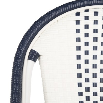 Zoya 18" Navy and White Wicker Side Chairs, Set of 2