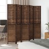 vidaXL Room Divider 5 Panels Dark Brown Solid Wood Paulownia - 3 of 4
