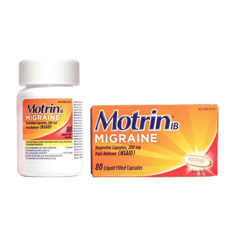 Motrin Ibuprofen Migraine Liquid Filled (NSAID) Caplet - 80ct, 2 of 13