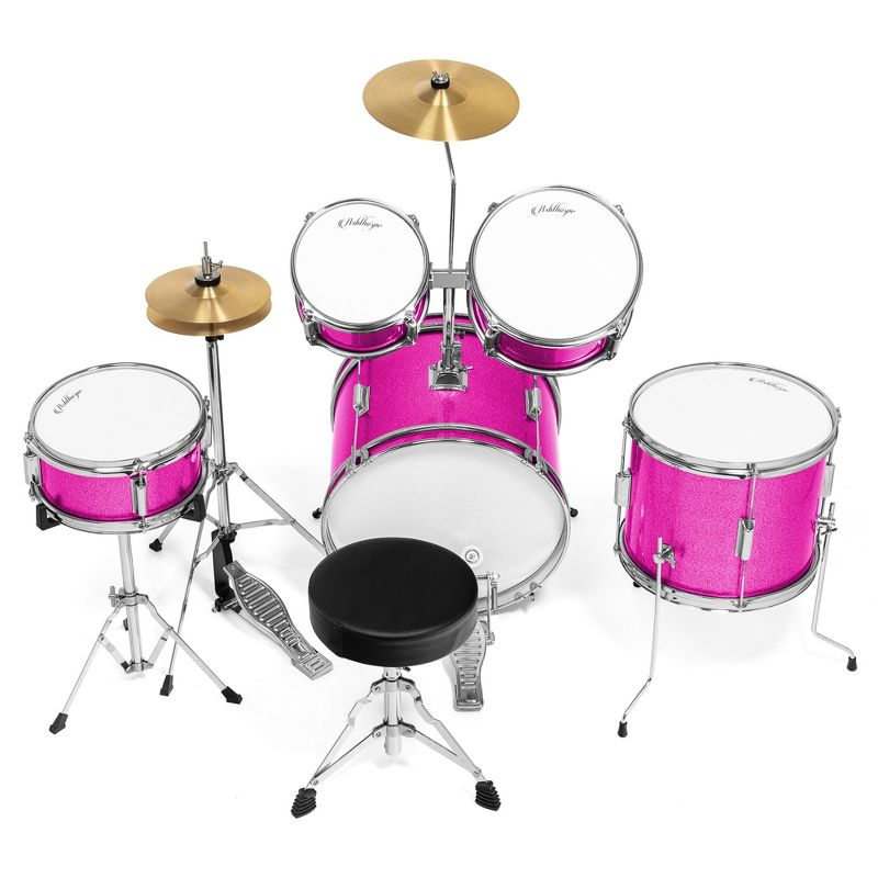 Ashthorpe 5-Piece Complete Junior Drum Set with Brass Cymbals - Advanced Beginner Drum Kit, 3 of 8