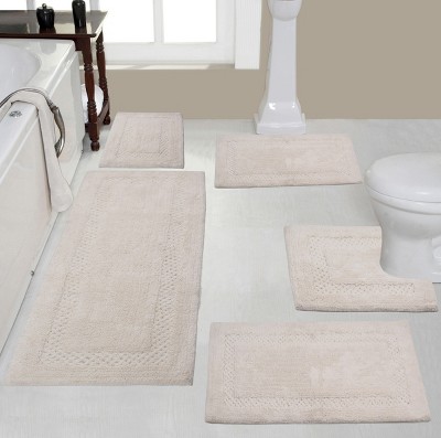Classy Bathmat Collection Cotton Tufted Set of 5 Bath Rug Set - Home Weavers
