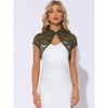 INSPIRE CHIC Women's Lace Stand Collar Pearl Button Short Sleeve Cropped Shrug - 3 of 4