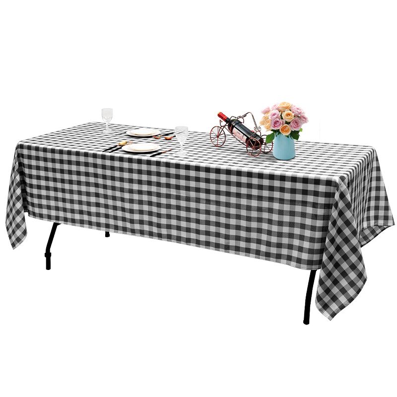 Tangkula 10PC 60x126" Rectangular Plaid Tablecloth Machine Washable Polyester Table Cover, 5 of 7