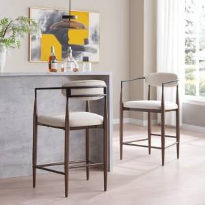 Christopher Knight Home Alger Modern Fabric Upholstered Iron 25 Inch Counter Stools (Set of 2) - 1 of 4