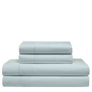 Queen 525 Thread Count Solid Cooling Cotton Sheet Set Pale Blue - Elite Home Products